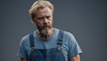 Картинка 3д+графика люди+ people пожилой мужчина блондин усы бородка