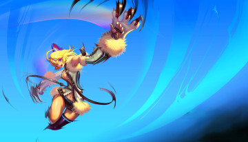 обоя видео игры, kritika online, девушка, когти, прыжок