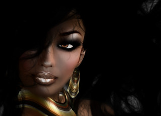 Картинка 3д графика portraits портрет чернокожая серьги волосы