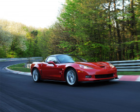 Картинка chevrolet corvette z06 автомобили красный трасса лето
