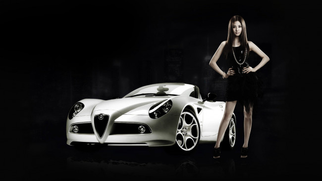 Обои картинки фото автомобили, авто, девушками, азиатка, ночь, автомобиль, девушка