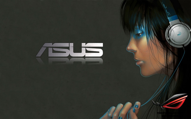 Обои картинки фото компьютеры, asus, девушка, наушники