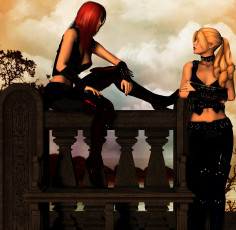 обоя 3д графика, люди , people, разговор, взгляд, девушки