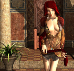 Картинка 3д+графика люди+ people взгляд девушка коса