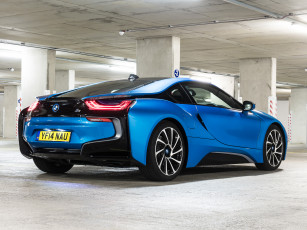 Картинка автомобили bmw i8 синий 2014г uk-spec