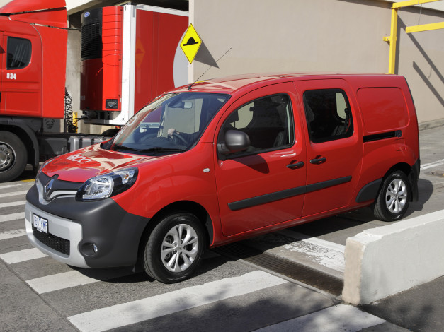 Обои картинки фото автомобили, renault, красный, 2014г, z, e, au, post, maxi, kangoo