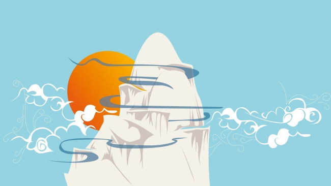 Обои картинки фото векторная графика, природа, вершина, солнце