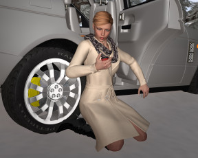 Картинка she+wolf+ii 3д+графика фантазия+ fantasy автомобиль взгляд фон девушка