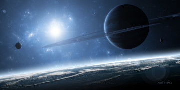 Картинка космос арт планеты звезды вселенная галактика