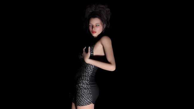 Обои картинки фото 3д графика, люди , people, девушка, взгляд, фон