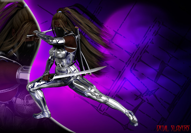 Обои картинки фото 3д графика, фантазия , fantasy, фон, оружие, взгляд, девушка