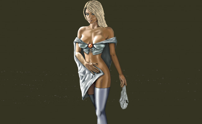 Обои картинки фото рисованное, комиксы, девушка, плащ, взгляд, фон