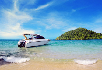 Картинка корабли катера лодка море остров