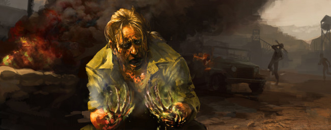 Обои картинки фото рисованное, комиксы, огонь, фон, мужчина