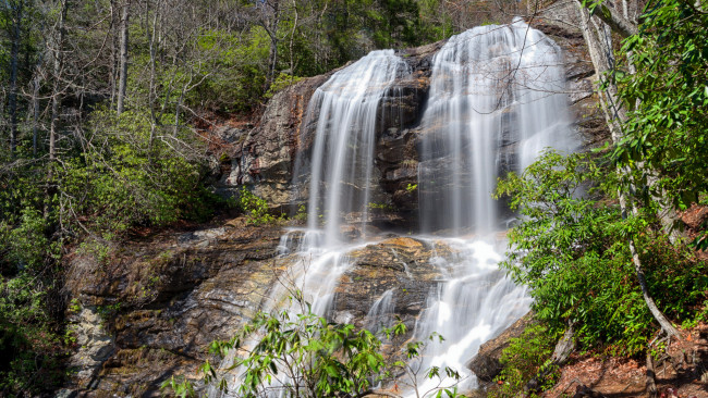 Обои картинки фото природа, водопады, река, водопад, лес