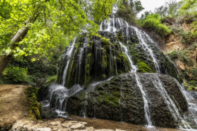 Обои картинки фото природа, водопады, лес, водопад, река