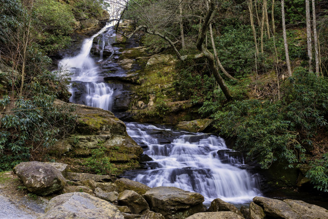 Обои картинки фото природа, водопады, река, лес, водопад