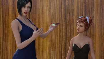 Картинка 3д+графика фантазия+ fantasy девушки взгляд фон