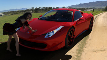 обоя 3д графика, люди-авто, мото , people- car ,  moto, автомобиль, фон, взгляд, девушка