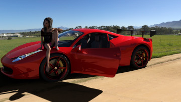 Картинка 3д+графика люди-авто мото+ people-+car+ +moto взгляд девушка фон автомобиль