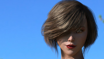 Картинка 3д+графика портрет+ portraits фон взгляд девушка