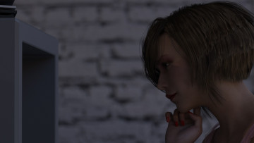 Картинка 3д+графика портрет+ portraits взгляд девушка фон