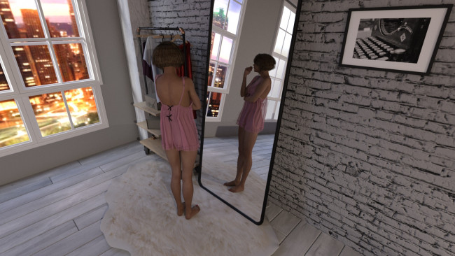 Обои картинки фото 3д графика, люди , people, грудь, взгляд, фон, девушка