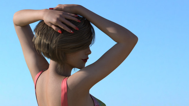 Обои картинки фото 3д графика, портрет , portraits, фон, девушка, взгляд