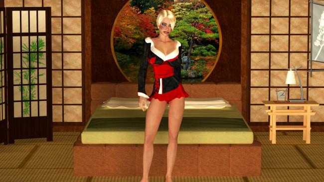 Обои картинки фото 3д графика, люди , people, девушка, фон, взгляд, платье, картина