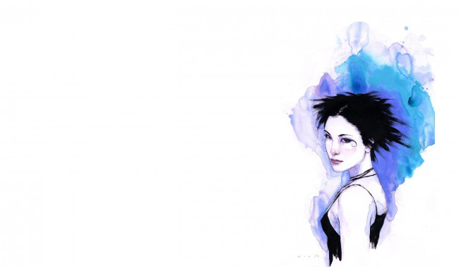 Обои картинки фото рисованное, люди, девушка, брюнетка