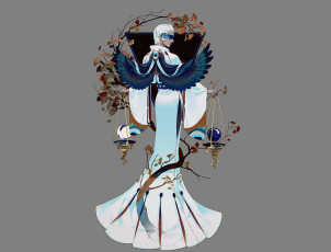 Картинка фэнтези маги +волшебники весы парень повязка ветка