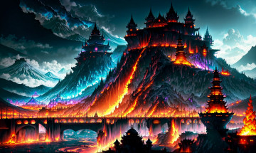 Картинка фэнтези замки нейросети графика нейроарт ai art нейронные сети рисунки нейро искусство