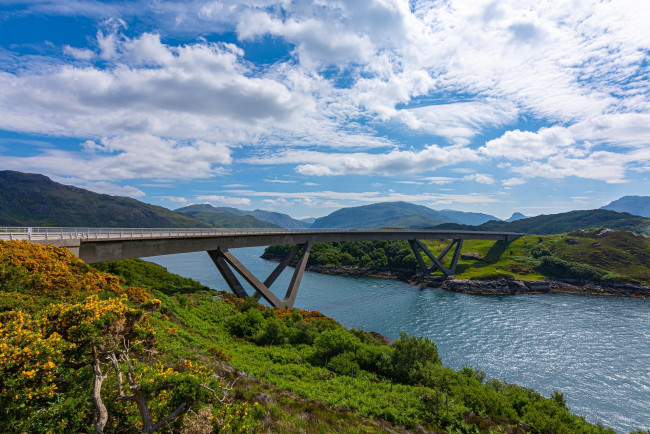 Обои картинки фото kylesku bridge, scotland, города, - мосты, kylesku, bridge