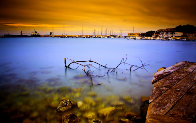 Обои картинки фото beautiful, dusk, природа, реки, озера, закат, причал, озеро