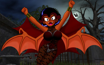 Картинка рисованные -+другое эльфийка взгляд девушка демон крылья