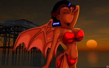 Картинка рисованные -+другое крылья демон девушка взгляд эльфийка