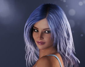 Картинка 3д+графика портрет+ portraits фон девушка взгляд