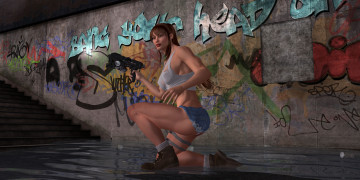 Картинка 3д+графика фантазия+ fantasy оружие фон взгляд девушка