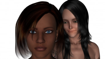 Картинка 3д+графика люди+ people девушка дочь мать фон взгляд