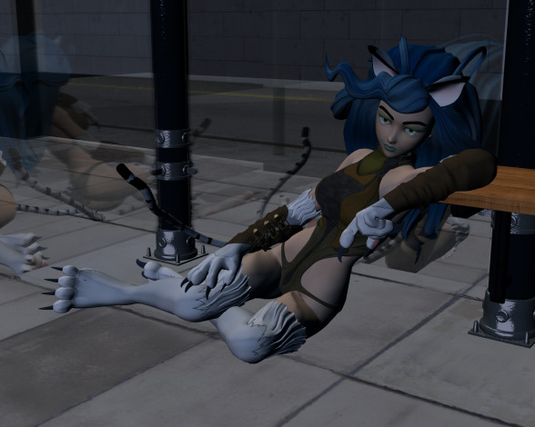 Обои картинки фото 3д графика, существа , creatures, девушка, кошка, фон, взгляд