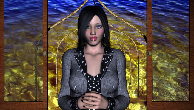 Обои картинки фото 3д графика, люди , people, фон, взгляд, девушка