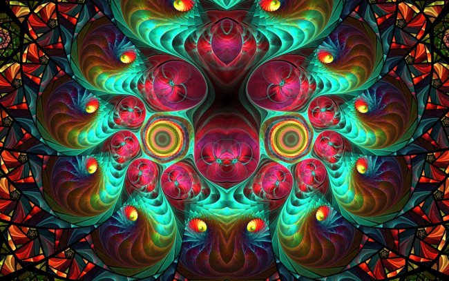 Обои картинки фото 3д графика, фракталы , fractal, фон, центр, симметрия, круги, геометрические, фигуры, калейдоскоп, графика, абстракция, фрактал