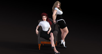 Картинка 3д+графика люди+ people девушки взгляд фон