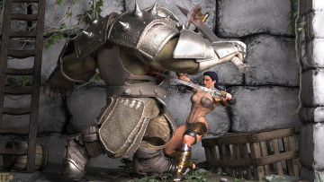 Картинка 3д+графика фантазия+ fantasy девушка взгляд фон оружие