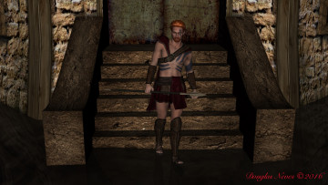 Картинка 3д+графика фантазия+ fantasy мужчина лес фон копье взгляд