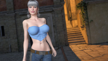 Картинка 3д+графика люди+ people девушка взгляд фон