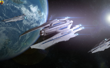 Картинка космос арт космический корабль полет вселенная планета