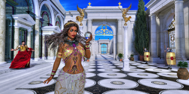 Обои картинки фото 3д графика, люди , people, взгляд, фон, девушка