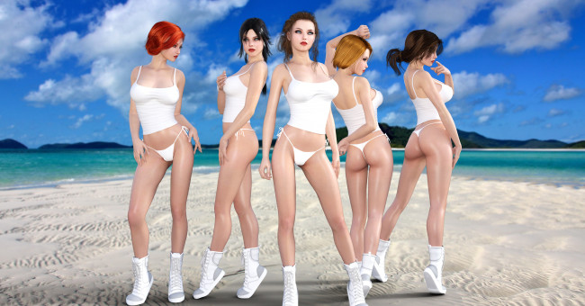 Обои картинки фото 3д графика, люди , people, девушки, взгляд, фон