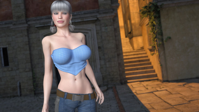 Обои картинки фото 3д графика, люди , people, девушка, взгляд, фон